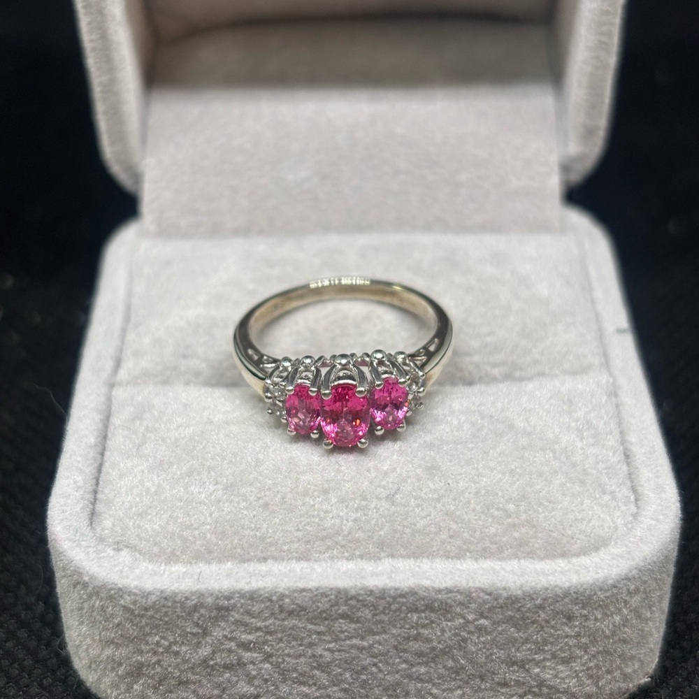 9K Gold Natural Bright Pink Sapphires Ring, $1495 APPRAISED, size 6 - Picture 5 of 11